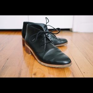 Black Leather Clark’s Lace-Up Booties